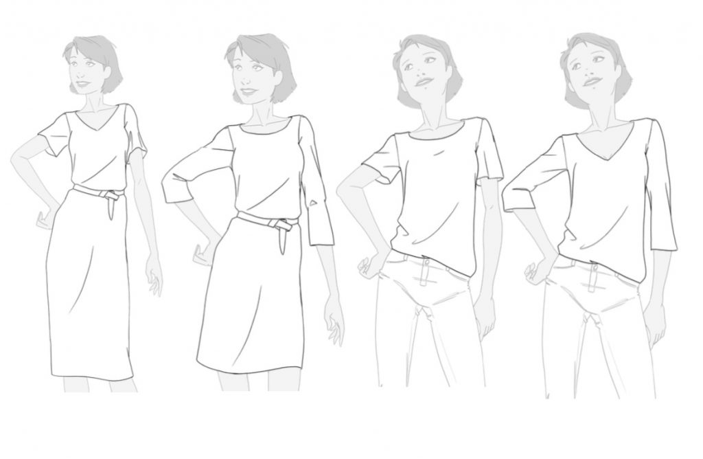 Dessin technique du patron Caméléon déclinable en blouse et robe par My Dresse Made