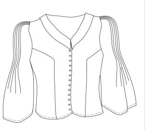 Dessin technique du chemisier Karukera, patron de la collection NOSTALVITA de Jour De Couture. 