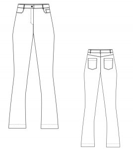 Dessin technique du patron du pantalon Romy de Café Cousettes