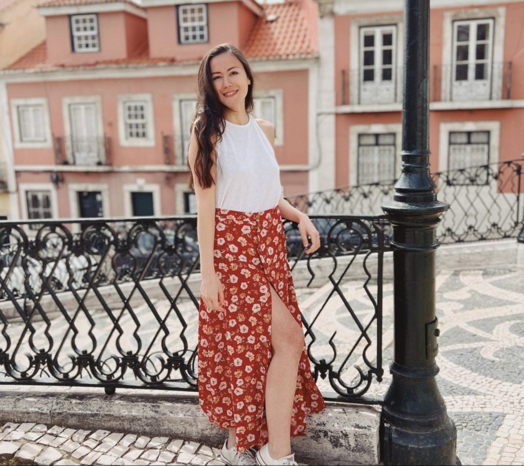 Jupe Chloé portée par la créatrice au Portugal