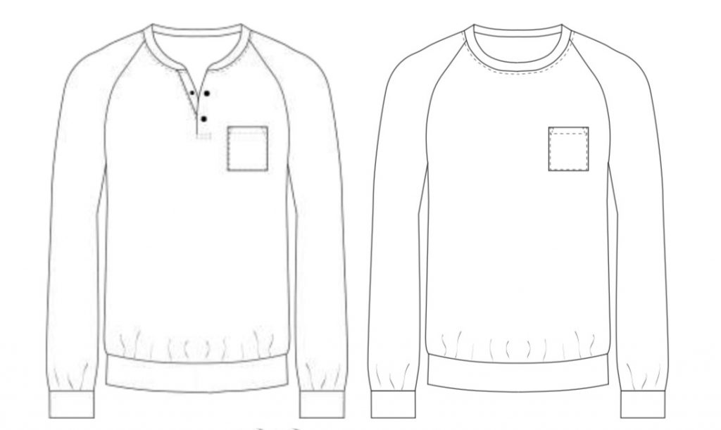 Schéma technique Sweat SEIXAL, une des 16 versions possibles