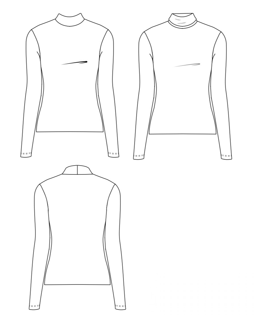 Dessin Technique du top ALASKA du de face et de dos