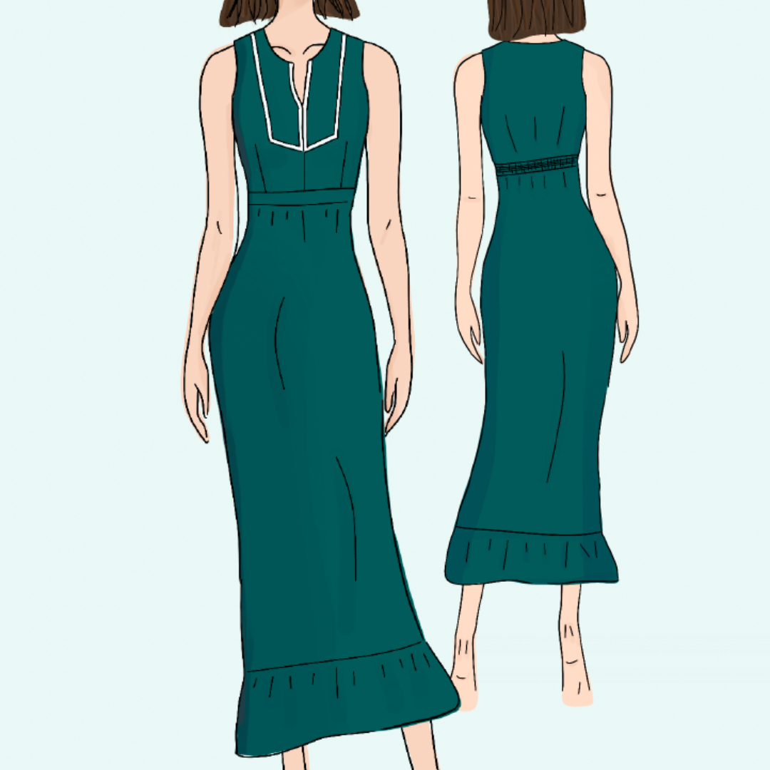 Dessin Technique Patron couture Robe Diamant